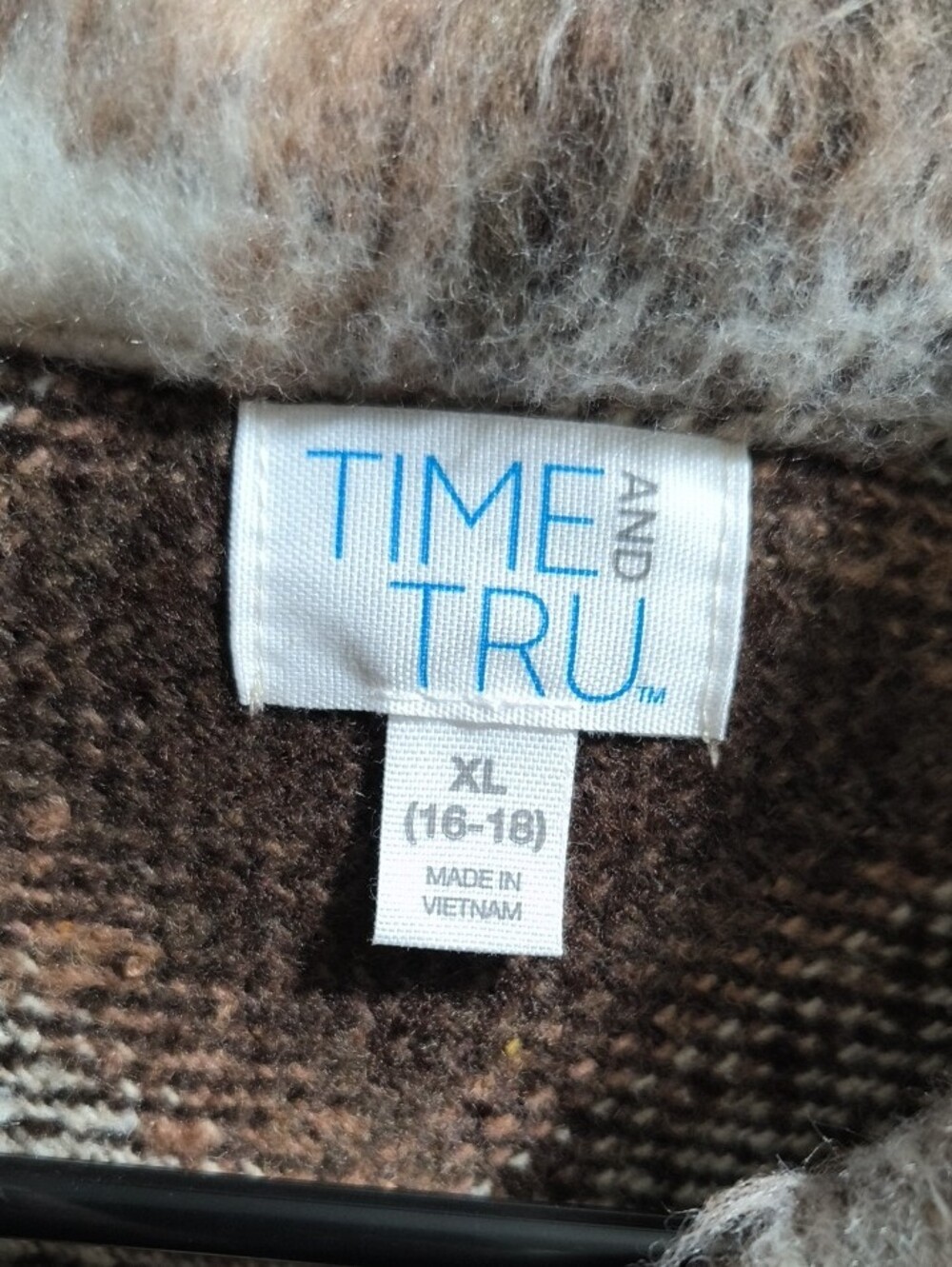 Time and Tru Brown Plaid Brushed Shacket - Picture 2 of 5